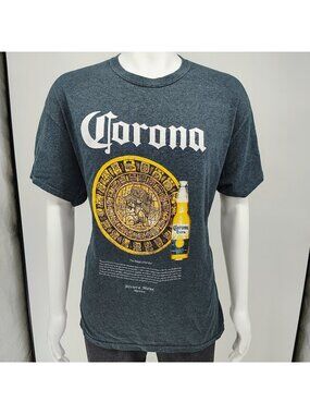 Corona Extra Riviera Maya Mexico Mayan Calendar Gray Graphic T-Shirt (L/XL)